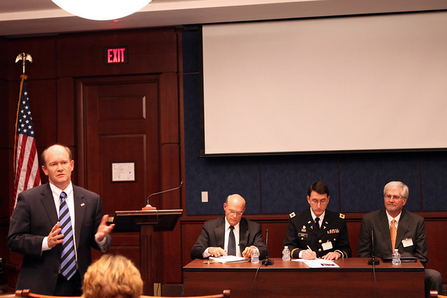 Senator Coons speaks at Malaria Working Group briefing