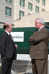Senator Coons talks to Dover Downs CEO Ed Sutor