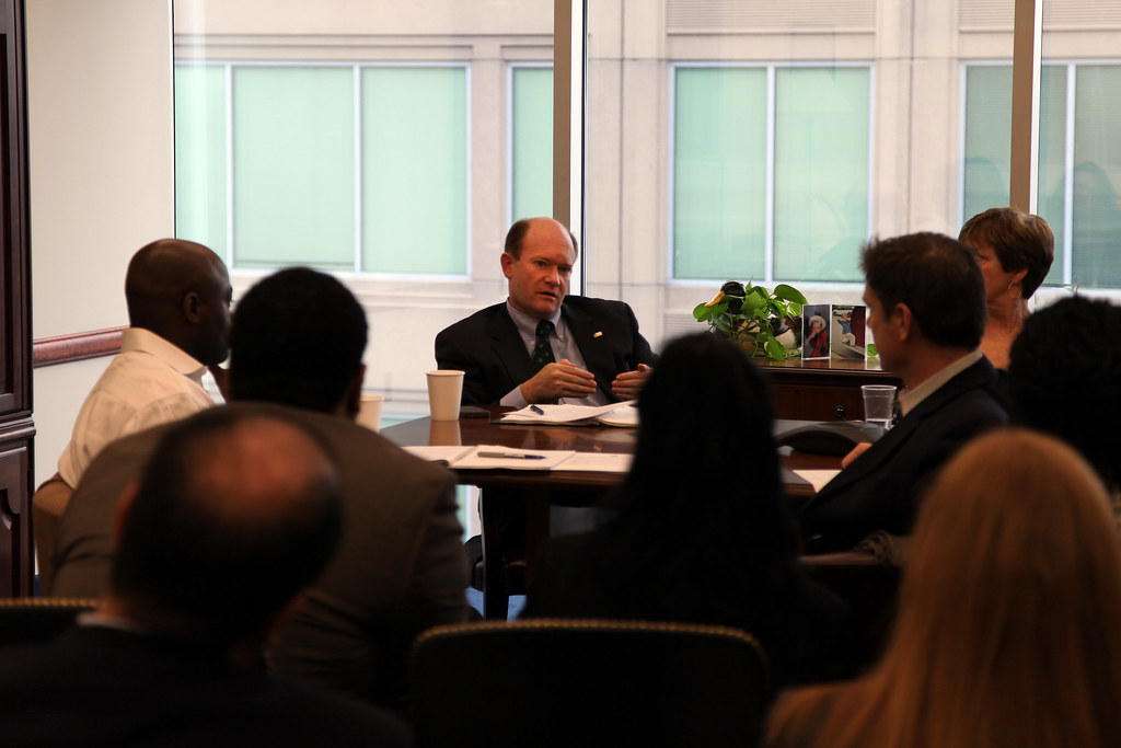 Senator Coons meets with education leaders in his Wilmington office