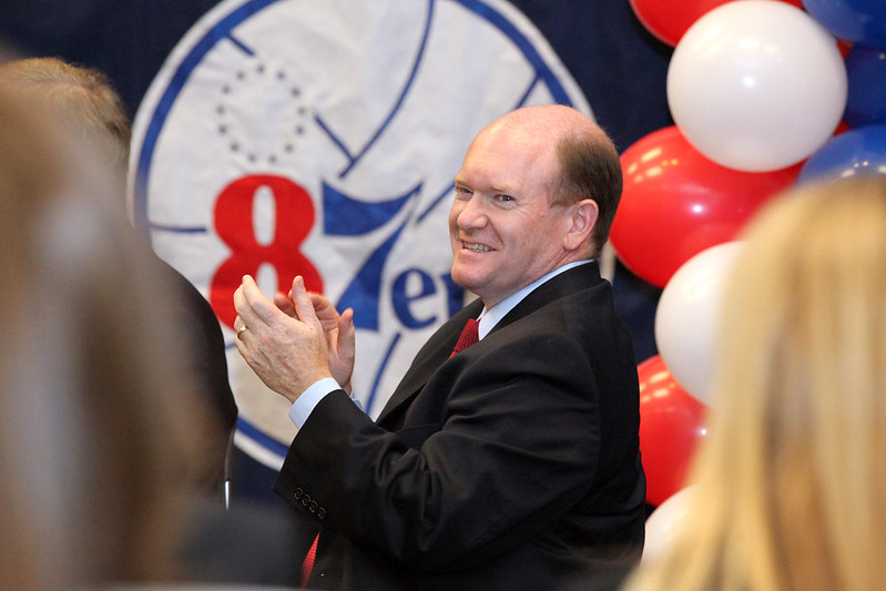Senator Chris Coons at press conference to announce Delaware 87ers