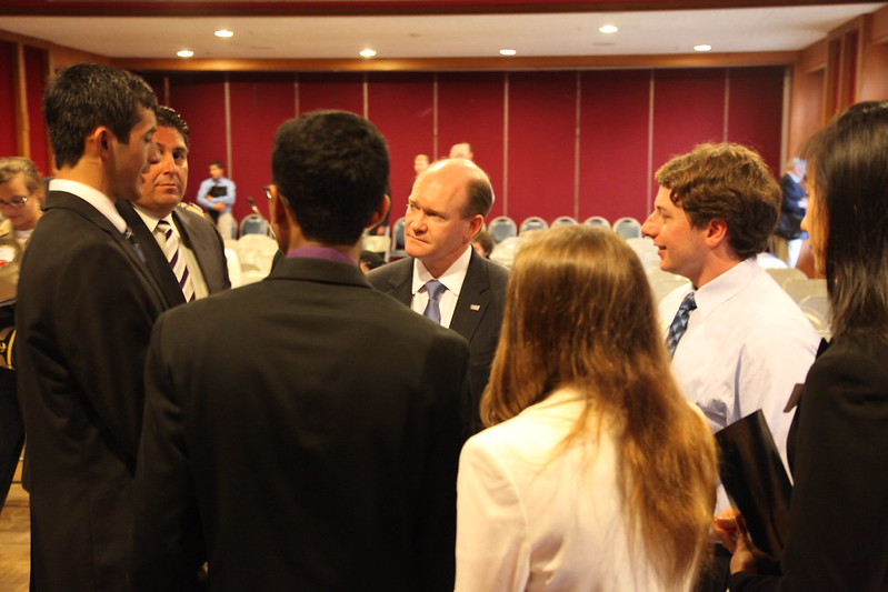 Senator Coons speaks to students about leadership, Congress