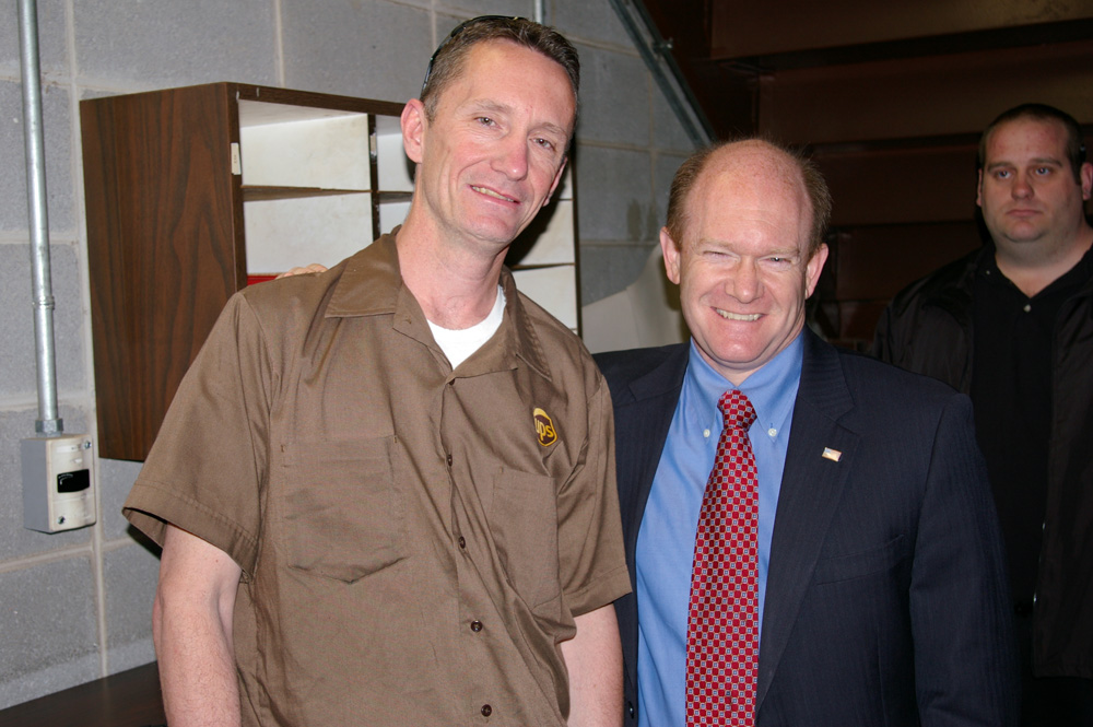 Chris with Master Sgt. Joe Leighton at UPS