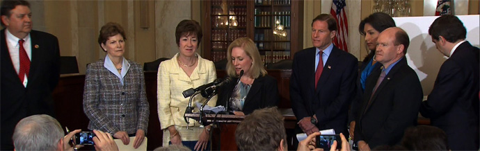 Senator Coons at a press conference to unveil legislation to combat sexual assaults in the military