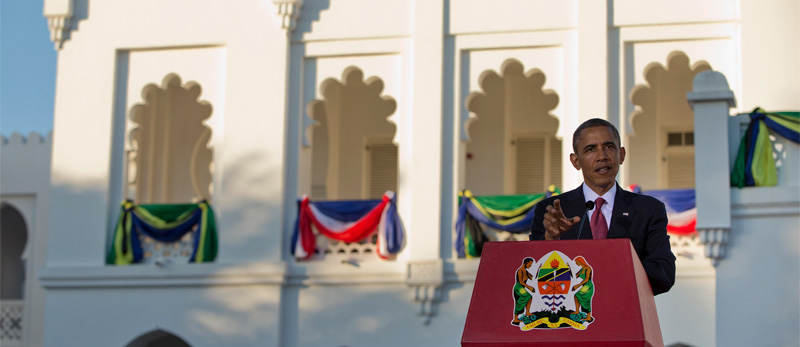 President Obama speaks at a press conference in Tanzania (AP Photo)