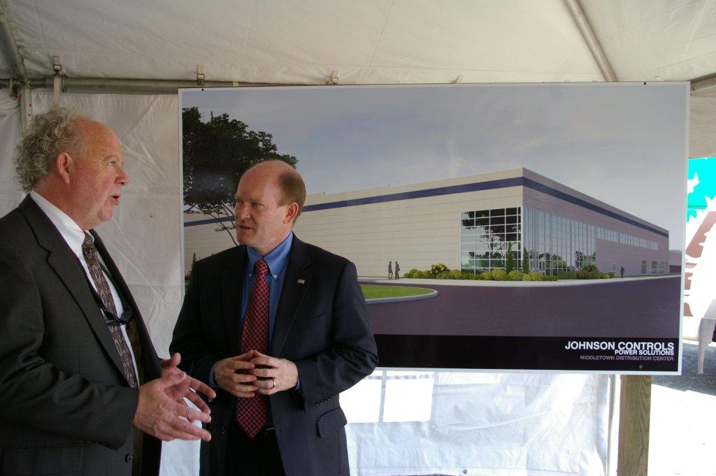 Senator Chris Coons discussed the expansion of Johnson Controls with Middletown Plant Manager Rick Thompson
